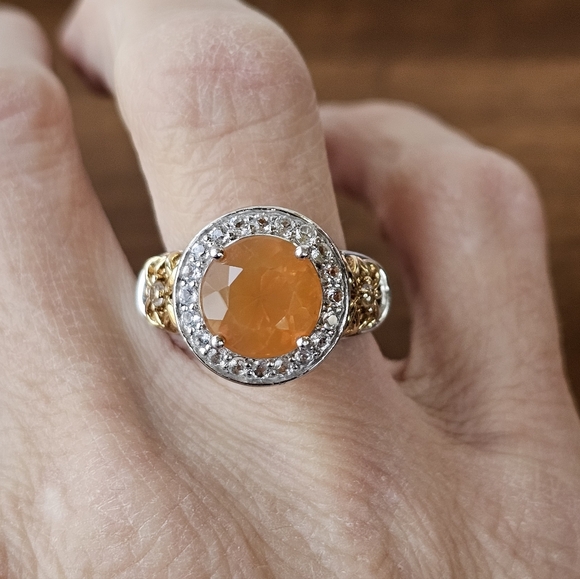 Victoria Wieck Fire Opal & White Topaz Ring Sterling Silver 14k Vermeil Size 7! - Picture 7 of 7